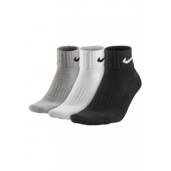 Nike Value Cotton Quarter Socls 3 Pack Chaussettes running - Gris