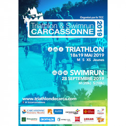 Triathlon et Swinrun de Carcassonne - affiche éditions 2019