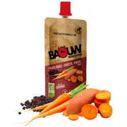 Compote energetique bio BAOUW patate douce - carotte - poivre timut