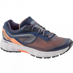 chaussure running femme Kiprun Long 2 coloris Bleu marine/Orange corail fluo