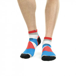 Chaussette running Fractal La Chaussette de France coloris rouge et bleu
