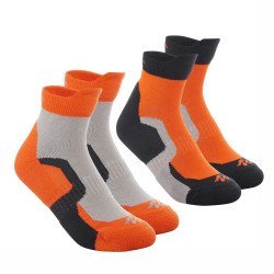 2 paires de chaussettes de randonnée montagne tige mid enfant crossocks orange