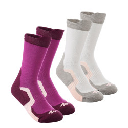 2 paires de chaussettes de randonnée montagne tige haute enfant crossocks violet