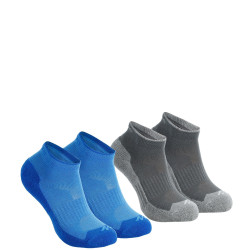 Chaussettes de randonnée enfant MH100 tiges basse Bleu/Gris en lot de 2 paires