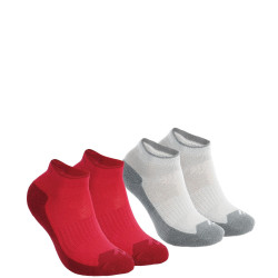 Chaussettes de randonnée enfant MH100 tiges basse Rose/Gris en lot de 2 paires