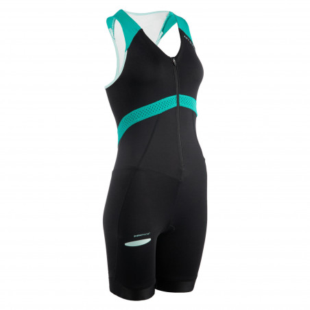 vignette-COMBINAISON TRIATHLON TRIFONCTION SD FEMME COURTE DISTANCE NOIRE VERTE