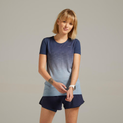 TEE SHIRT RUNNING FEMME RESPIRANT KIPRUN CARE BLEU GRIS