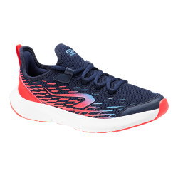 Chaussures de running enfant AT Flex Run bleues marine et roses fluos à lacets