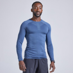 TEE SHIRT RUNNING MANCHES LONGUES HIVER HOMME KIPRUN SKINCARE Bleu ardoise