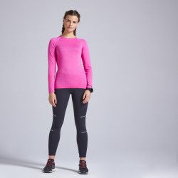 TEE SHIRT RUNNING MANCHES LONGUES FEMME RESPIRANT KIPRUN SKINCARE LIGHT ROSE
