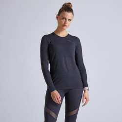 TEE SHIRT RUNNING MANCHES LONGUES FEMME RESPIRANT KIPRUN CARE NOIR