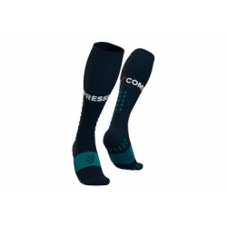 Paire de chaussettes de compression compressport full socks run bleu 39 41