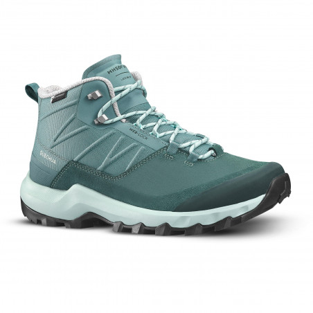 vignette-Chaussures de randonnée montagne femme MH500 MID imperméable vert