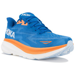 Hoka One One Clifton 9 M Chaussures homme - Coloris : bleu, orange et blanc